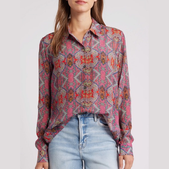 AYR Tops - NWT silky button front long sleeve AYR blouse XXL